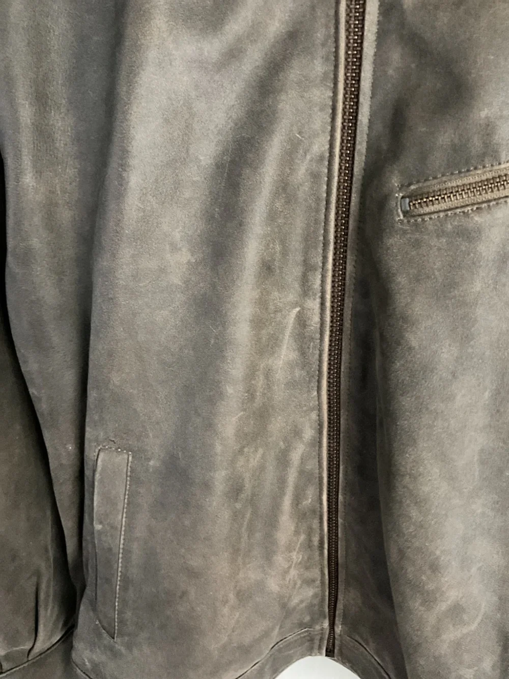 Quince Men's Dark Brown Suede Leather Zip Jacket